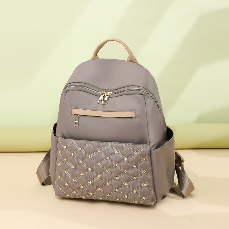 Women Fashionable Simple Oxford Fabric Large Capacity Zipper Backpack