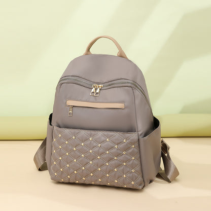 Women Fashionable Simple Oxford Fabric Large Capacity Zipper Backpack