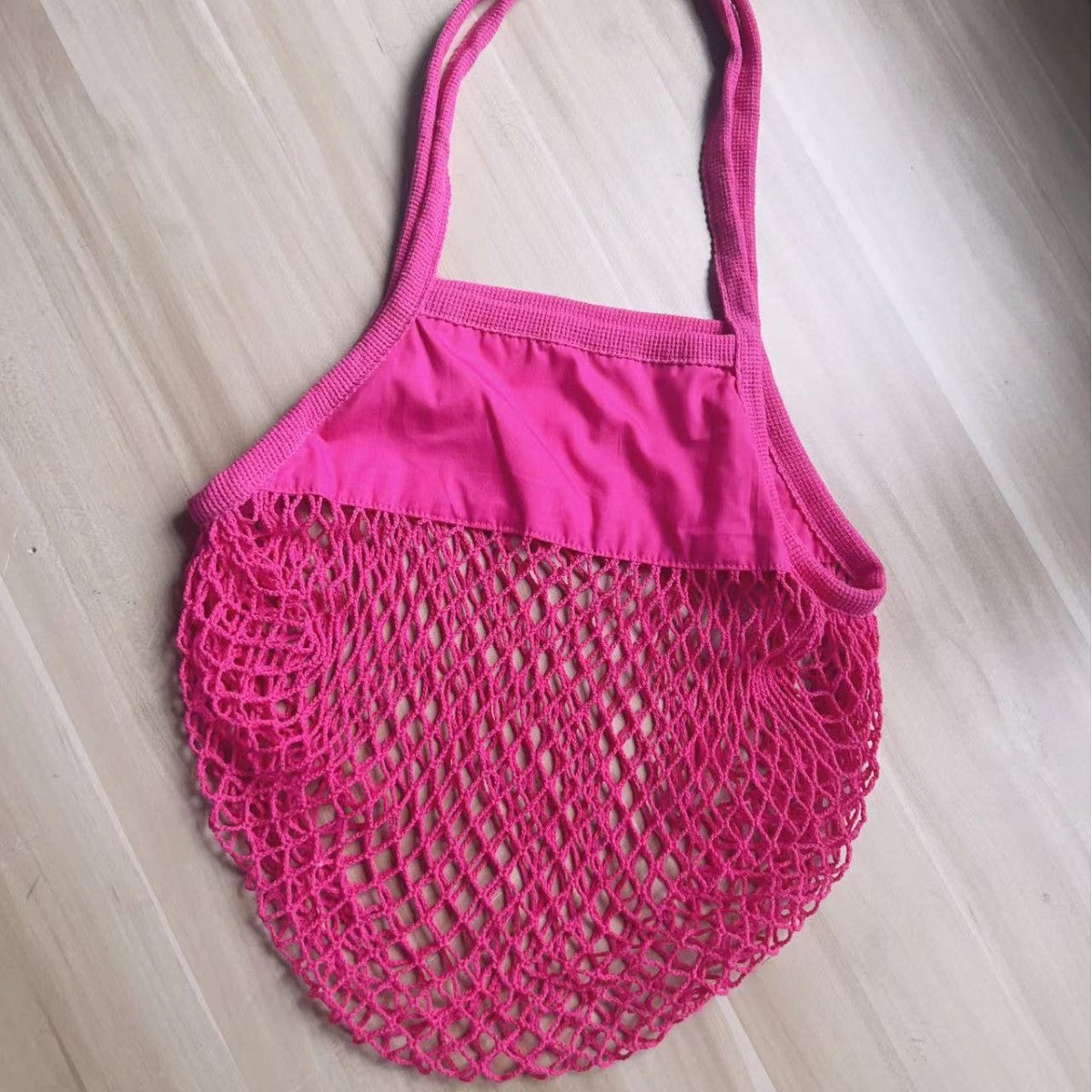 Fashion Solid Color Knitted Large Capacity Shopping Net Bag Beach Bag