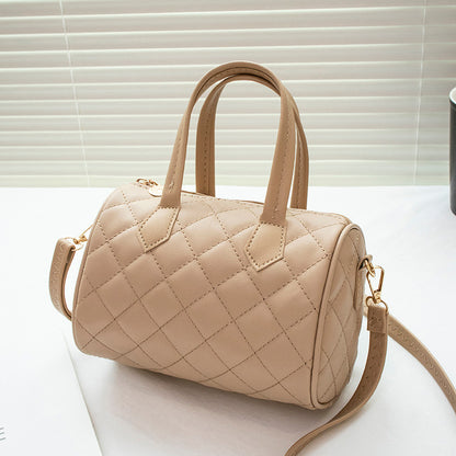 Fashion Simple Solid Color Cylinder Handbag