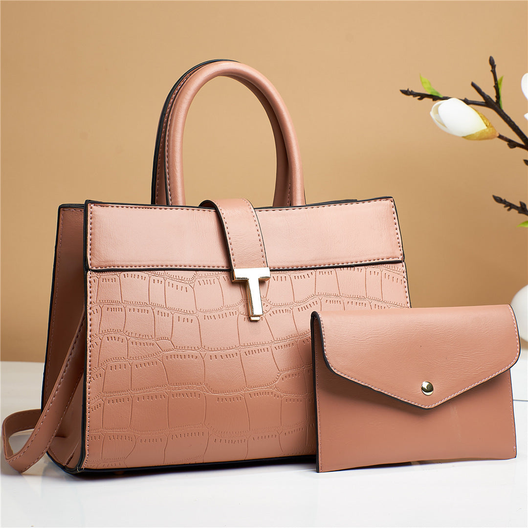 Women'S Fashion Embossed Crocodile Print Handbag Set