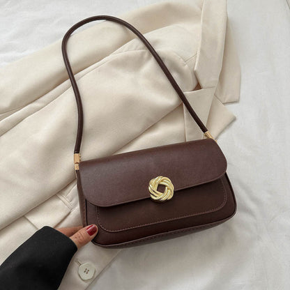 Sac à bandoulière carré décontracté vintage en PU pour femme avec boucle en métal 