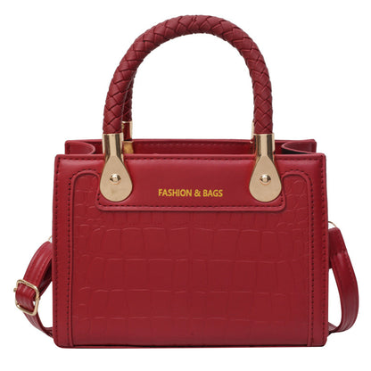 Sac à bandoulière tissé à motif pierre et blocs de couleurs pour femme, avec poignée carrée 