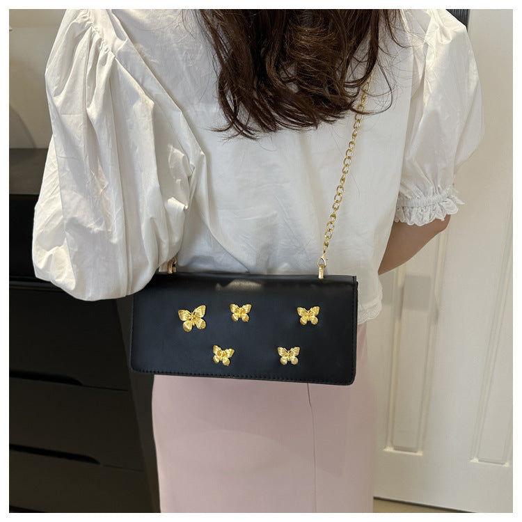 Sac à bandoulière carré à chaîne papillon tendance 
