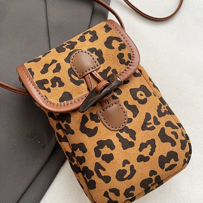 Women Fashion Casual Leopard Mini Mobile Phone Crossbody Bag