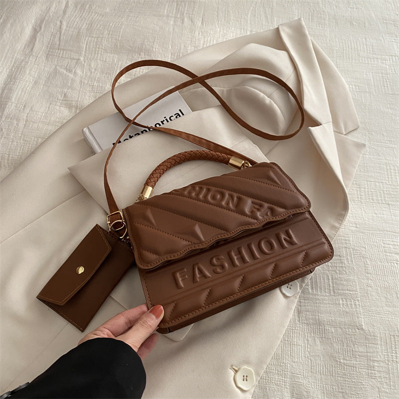 Women Elegant Solid Color Handbag Square Shoulder Bag