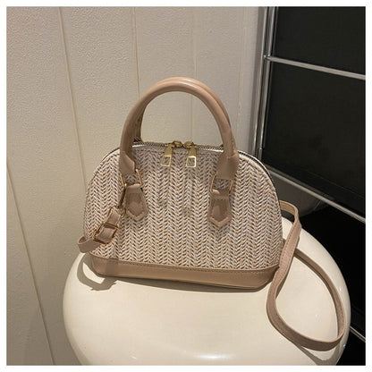Sac à main simple à bandoulière en coquillage tissé pour femme 