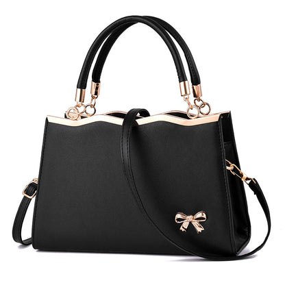 Women'S Fashion Solid Color Bow Large Capacity Handbag