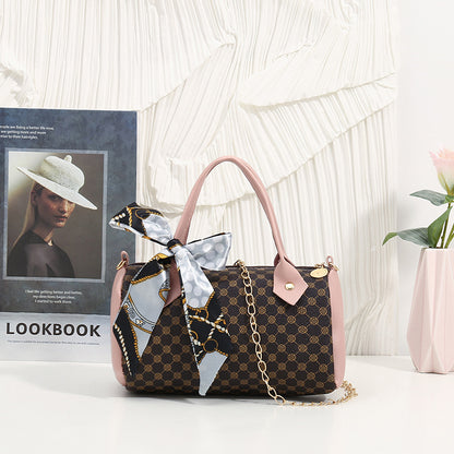 Sac à bandoulière vintage à chaîne imprimée de grande capacité