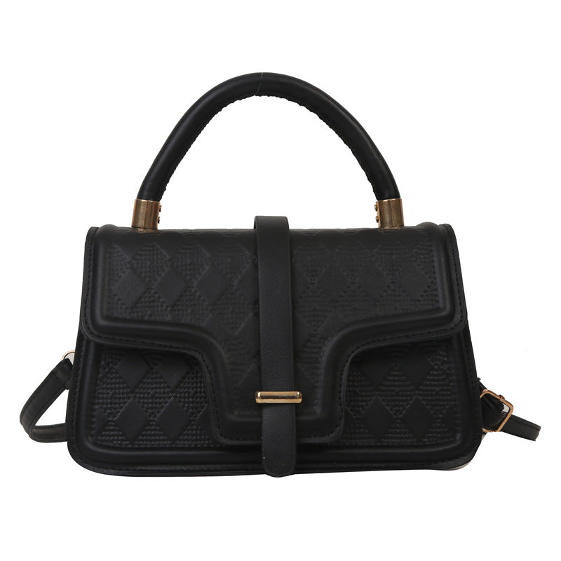 Sac à bandoulière carré en PU à rabat rhomboïde de couleur unie pour femme 