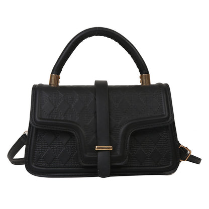 Sac à bandoulière carré en PU à rabat rhomboïde de couleur unie pour femme 