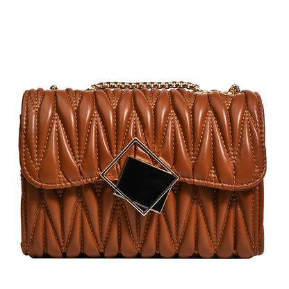 Fashion Solid Color Pleated Creasing Shoulder Bag