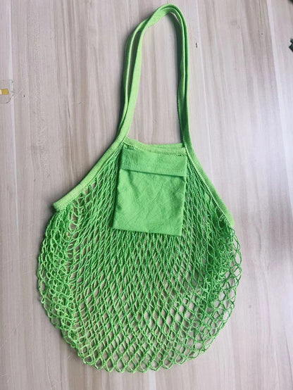 Fashion Solid Color Cotton Knitted Shopping Net Bag Beach Bag
