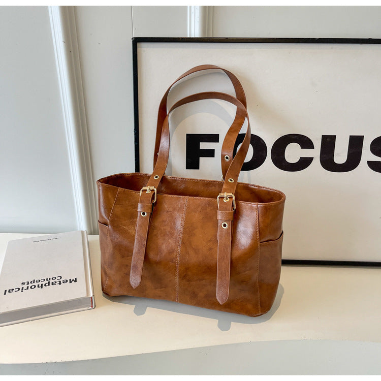 Women Fashion Retro Large Capacity PU Tote Bag