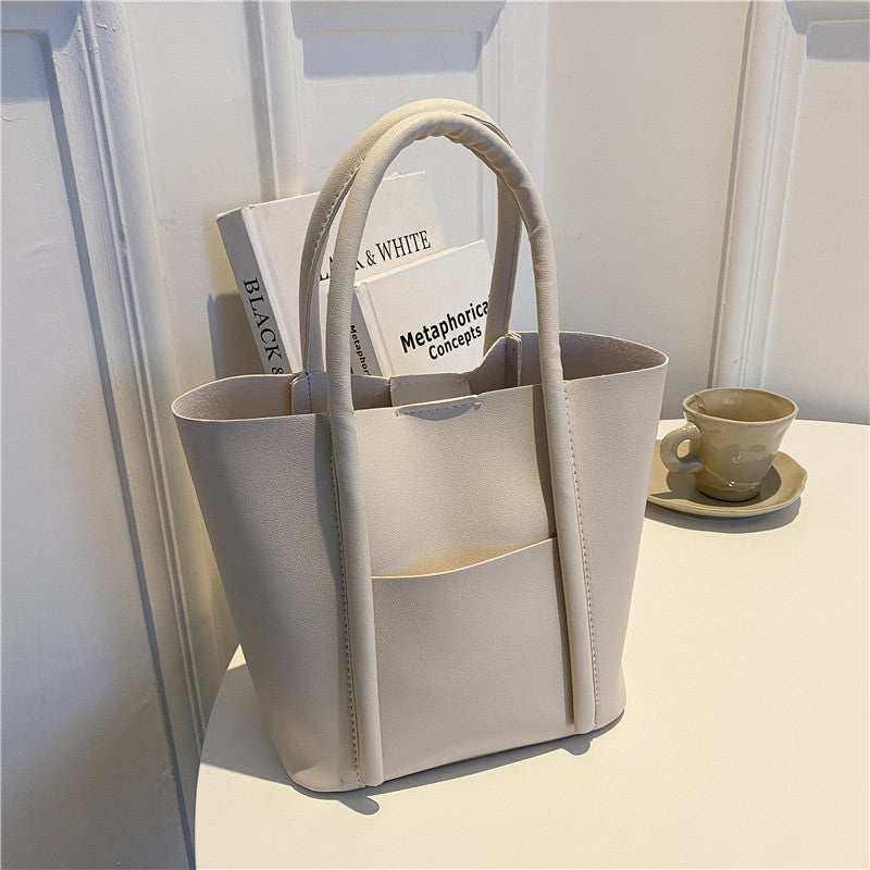 Women'S Fashion Solid Color Large Capacity PU Handbag