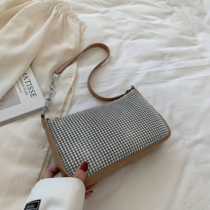 Sac à main tendance pour femme avec fermeture éclair et strass 