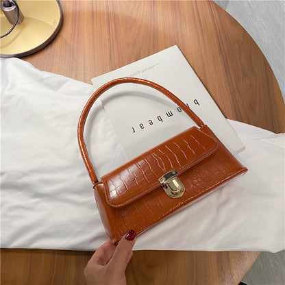 Women Fashion Flap Buckle Design PU Underarm Bag