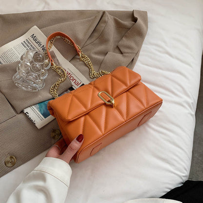 Sac à bandoulière en PU de couleur unie pour femme, design chic à rabat et boucle 