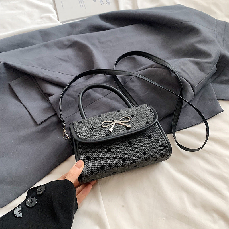 Women Fashion Elegant Bowknot Dot Magnetic Buckle Crossbody Bag