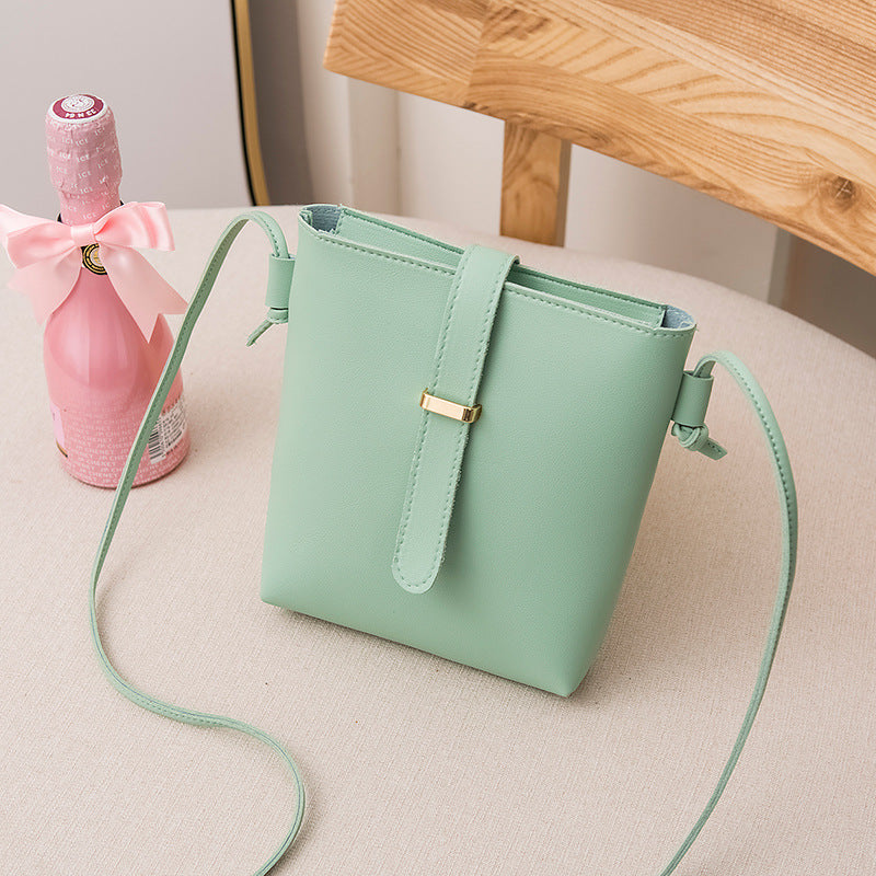 Women Fashionable Simple Solid Color Square Zipper Mini Single Shoulder Crossbody Bucket Bag