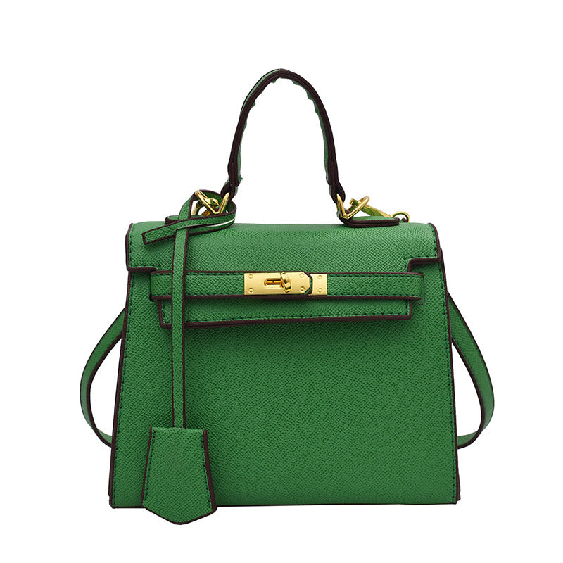 Women Fashion Solid Color Square PU Handle Crossbody Bag