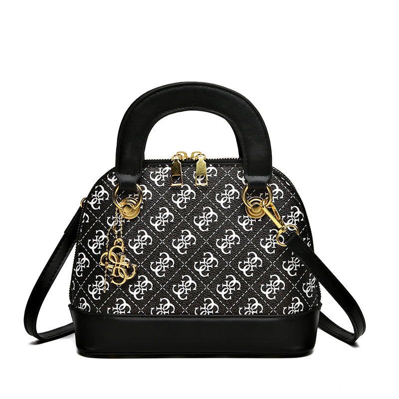 Women Fashionable Solid Color Zipper Metal Pendant Large Capacity Shoulder Crossbody Bag