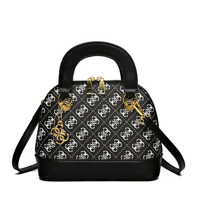 Women Fashionable Solid Color Zipper Metal Pendant Large Capacity Shoulder Crossbody Bag