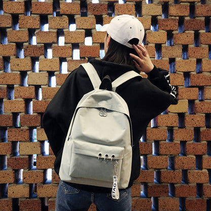 Women Casual Zipper Design Solid Color Letter Pattern Canvas Backpack