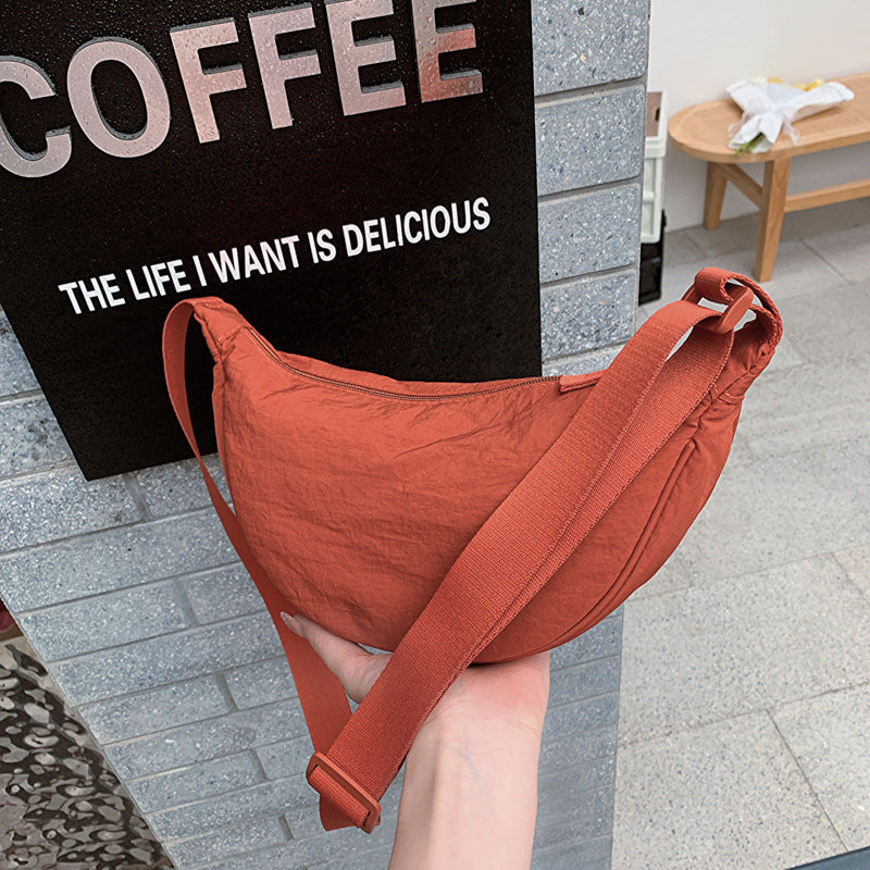 Simple Casual Solid Color Nylon Crossbody Bag