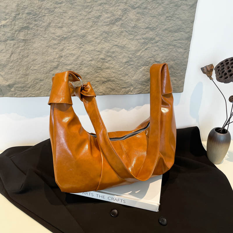 Sac à bandoulière plissé rétro décontracté pour femme, grande capacité, en forme de boulette 