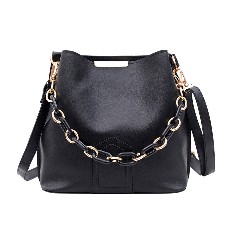 Fashion Solid Color Large Capacity Bucket Shoulder Bag