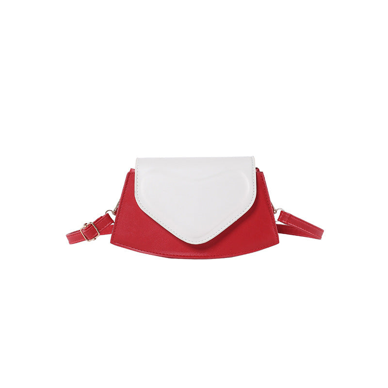 Sac à bandoulière irrégulier en forme de cœur à contraste de couleurs simple