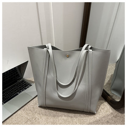 Women Fashionable Solid Color Large Capacity PU Tote Bag
