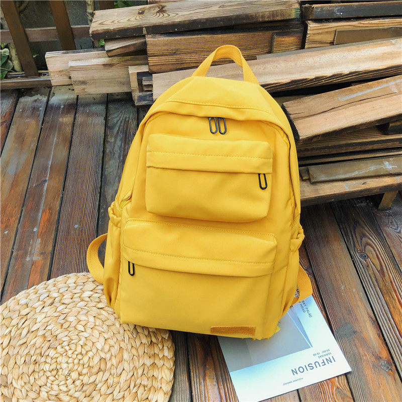 Women Casual Basic Multi-pocket Design Solid Color Large Capacity Canvas Backpack