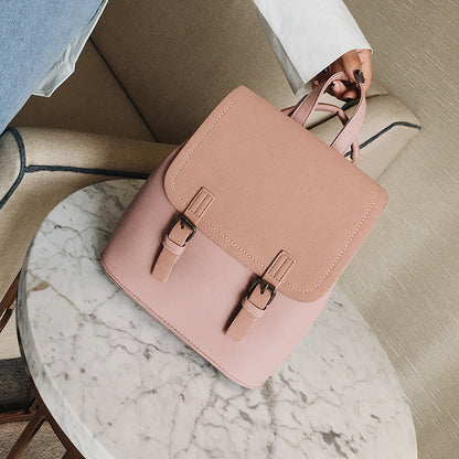 Sac à dos élégant pour femme avec boucle givrée, couleur unie et blocage des couleurs 