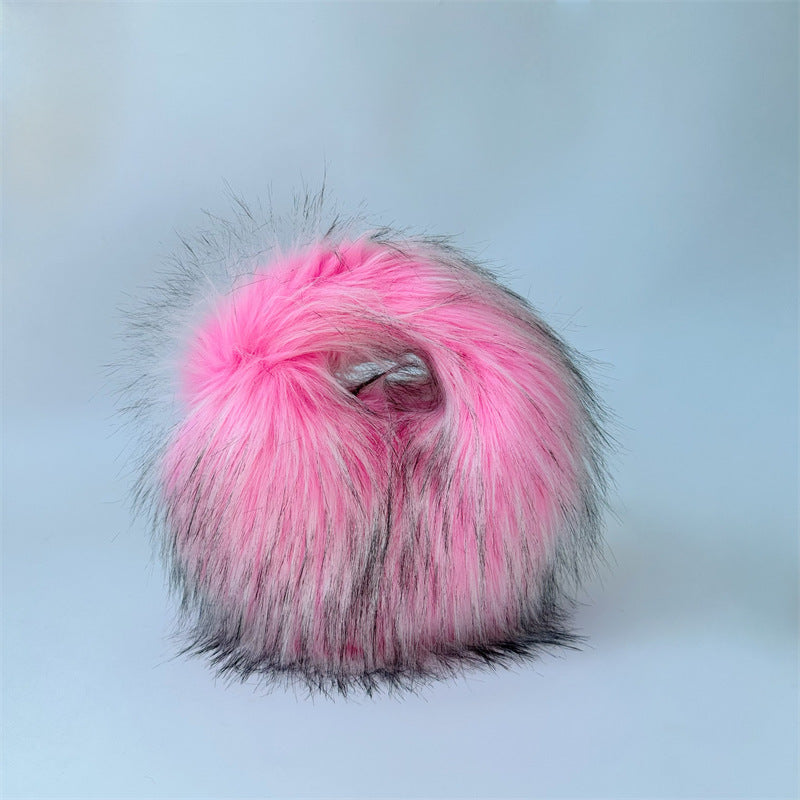 Women Fashion Punk Color Blocking Plush Clutch Bags