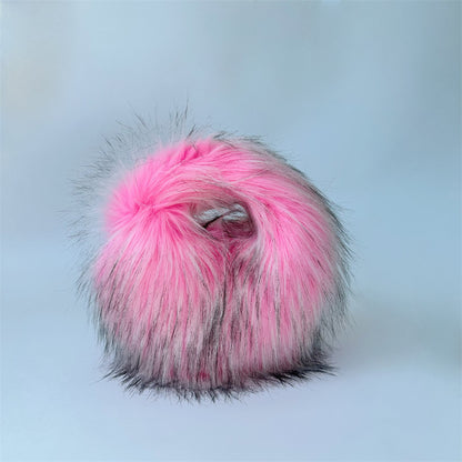 Women Fashion Punk Color Blocking Plush Clutch Bags