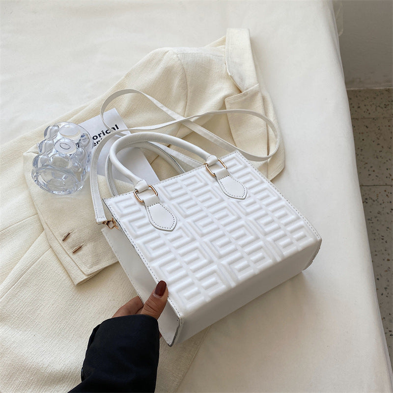 Petit sac à main carré uni à motif gaufré d'été 