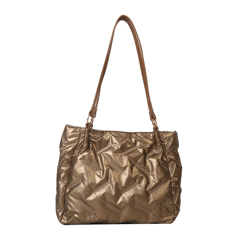 Women Fashionable Solid Color Large Capacity PU Tote Bag