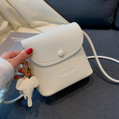 Sac à bandoulière carré en PU pour femme, style vintage, simple, avec pendentif éléphant 