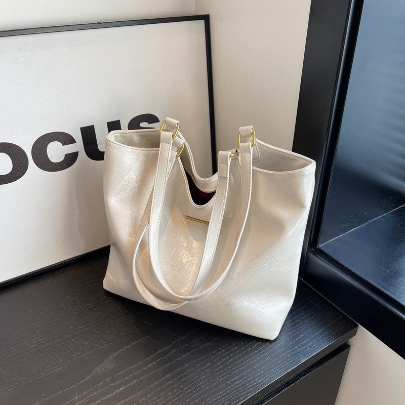 Women Fashion Casual Simple Solid Color Large Capacity Tote Bag