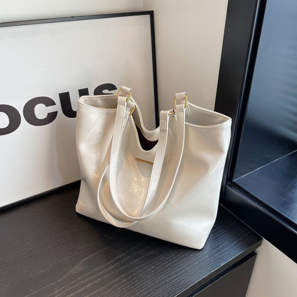 Women Fashion Casual Simple Solid Color Large Capacity Tote Bag