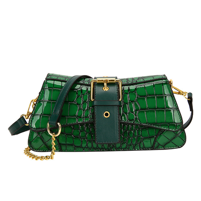 Sac à bandoulière à rabat motif crocodile pour femme 