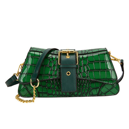 Sac à bandoulière à rabat motif crocodile pour femme 