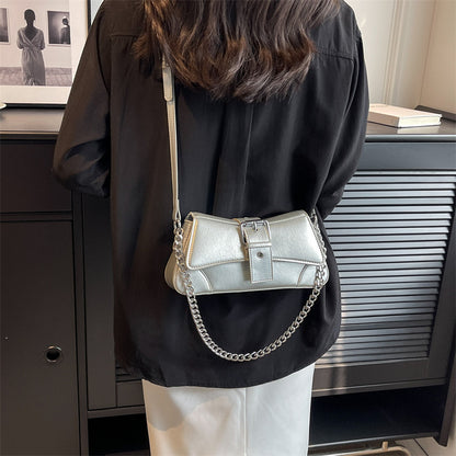 Sac à main tendance à chaîne de couleur unie pour femme 
