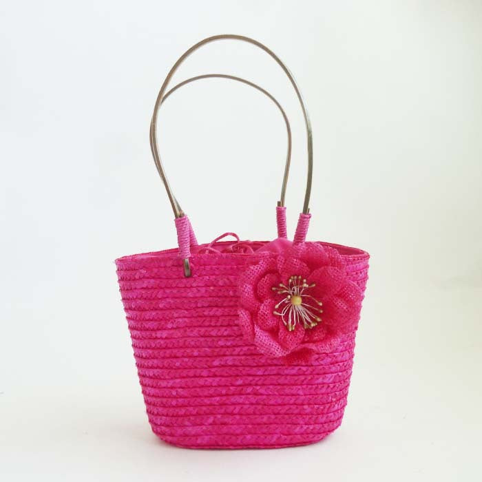 Women Fashion 5 Colors Floral Straw Bag Handbag