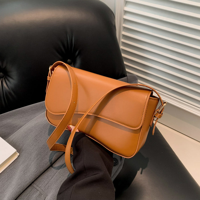 Sac à bandoulière carré à rabat en PU pour femme, couleur unie, tendance 