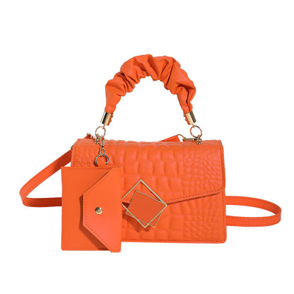 Fashion Solid Color Crocodile Embossed Shoulder Bag