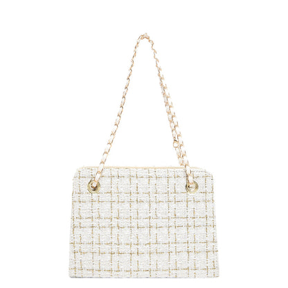 Fashionable Woven Contrast Large-Capacity Shoulder Tote Bag