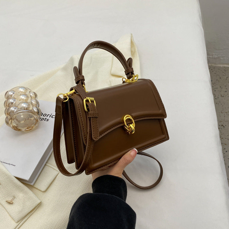 Women Fashion Retro Solid Color Square Shoulder Bag
